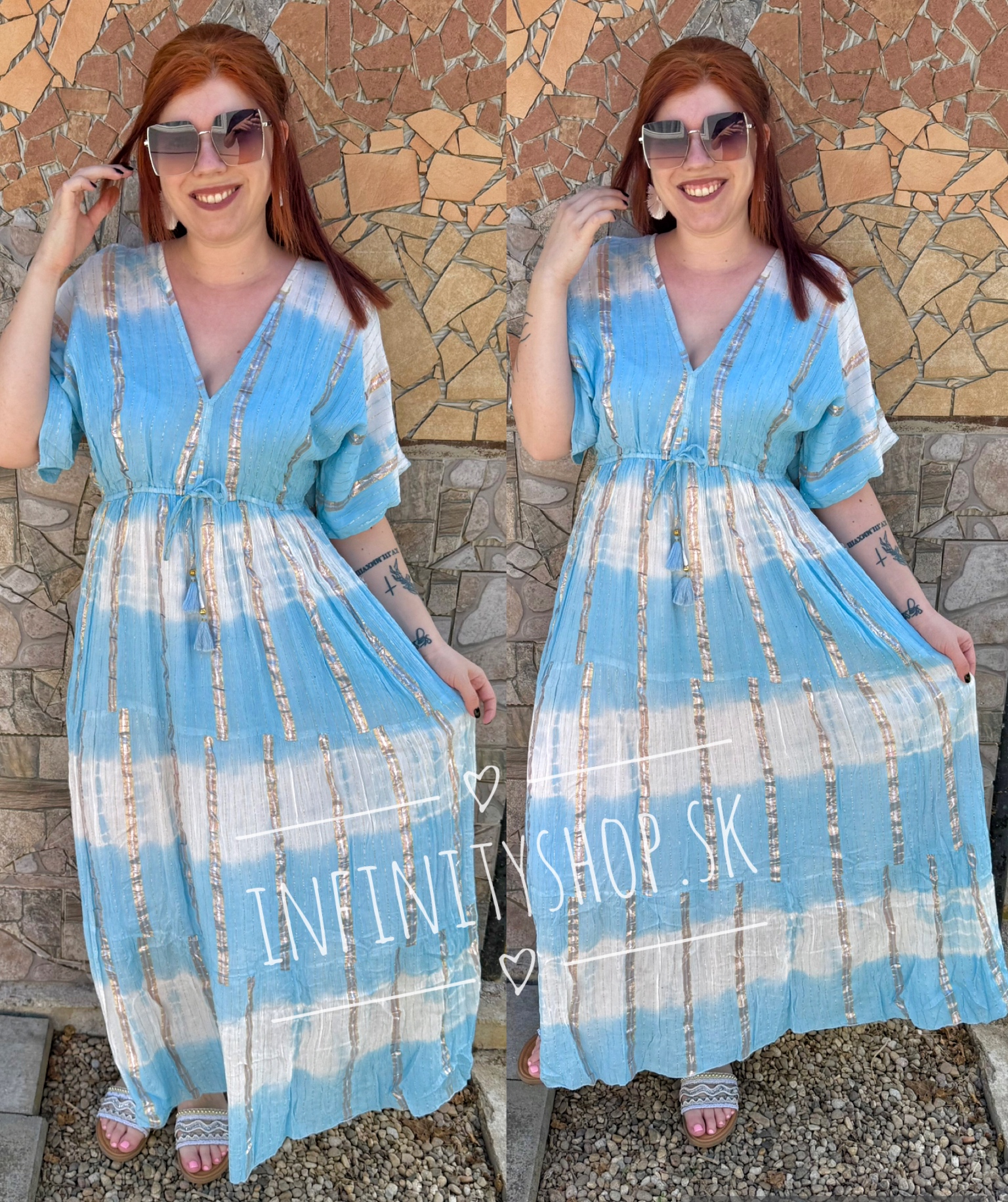 Maxišaty gold z Indie 2671