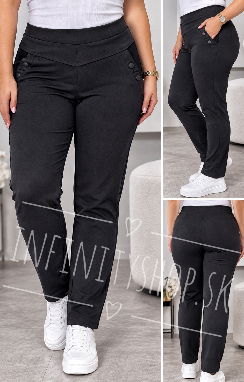 Čierne nohavice plus size 1386