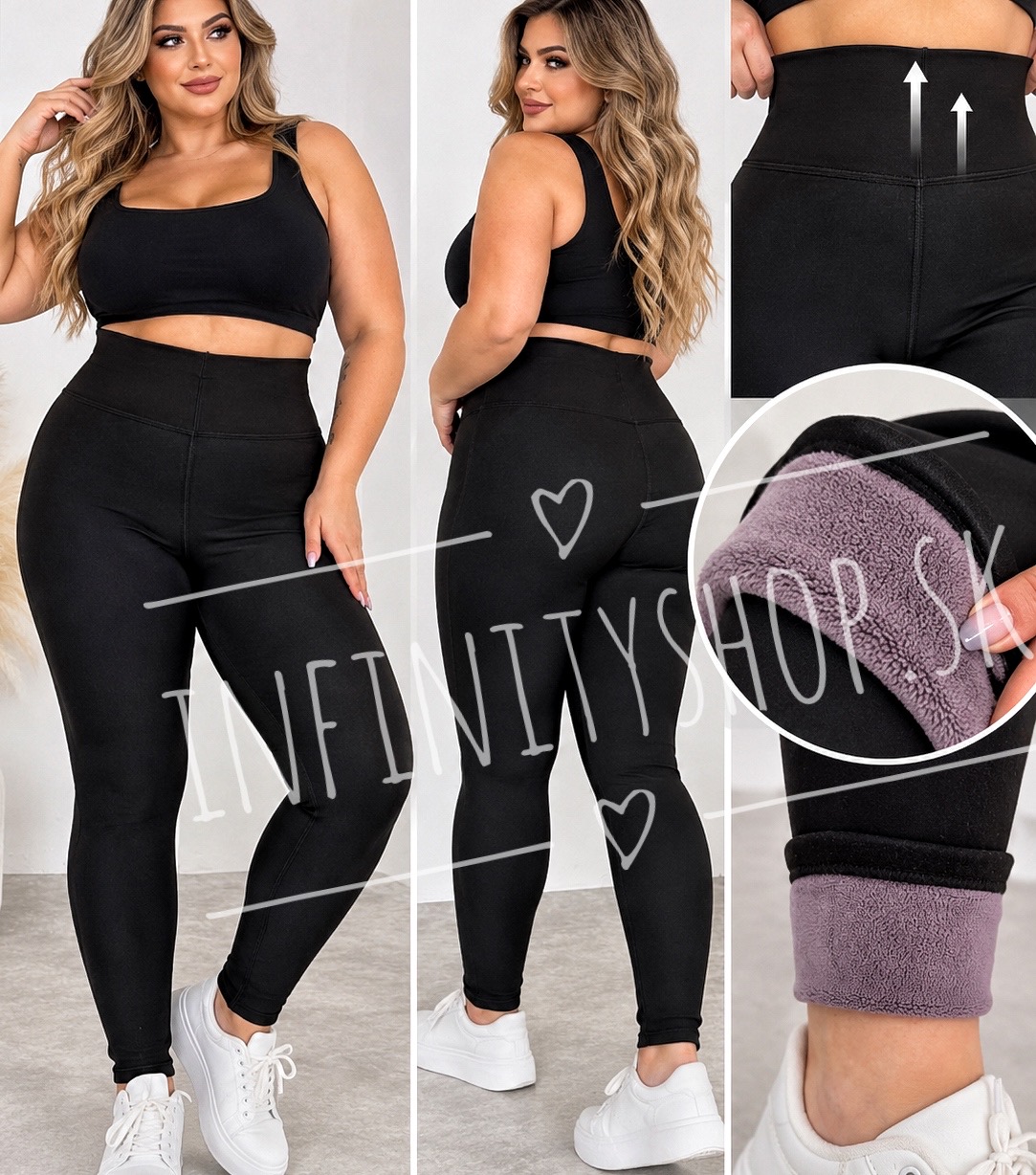 Plyšom zateplené legíny plus size 895