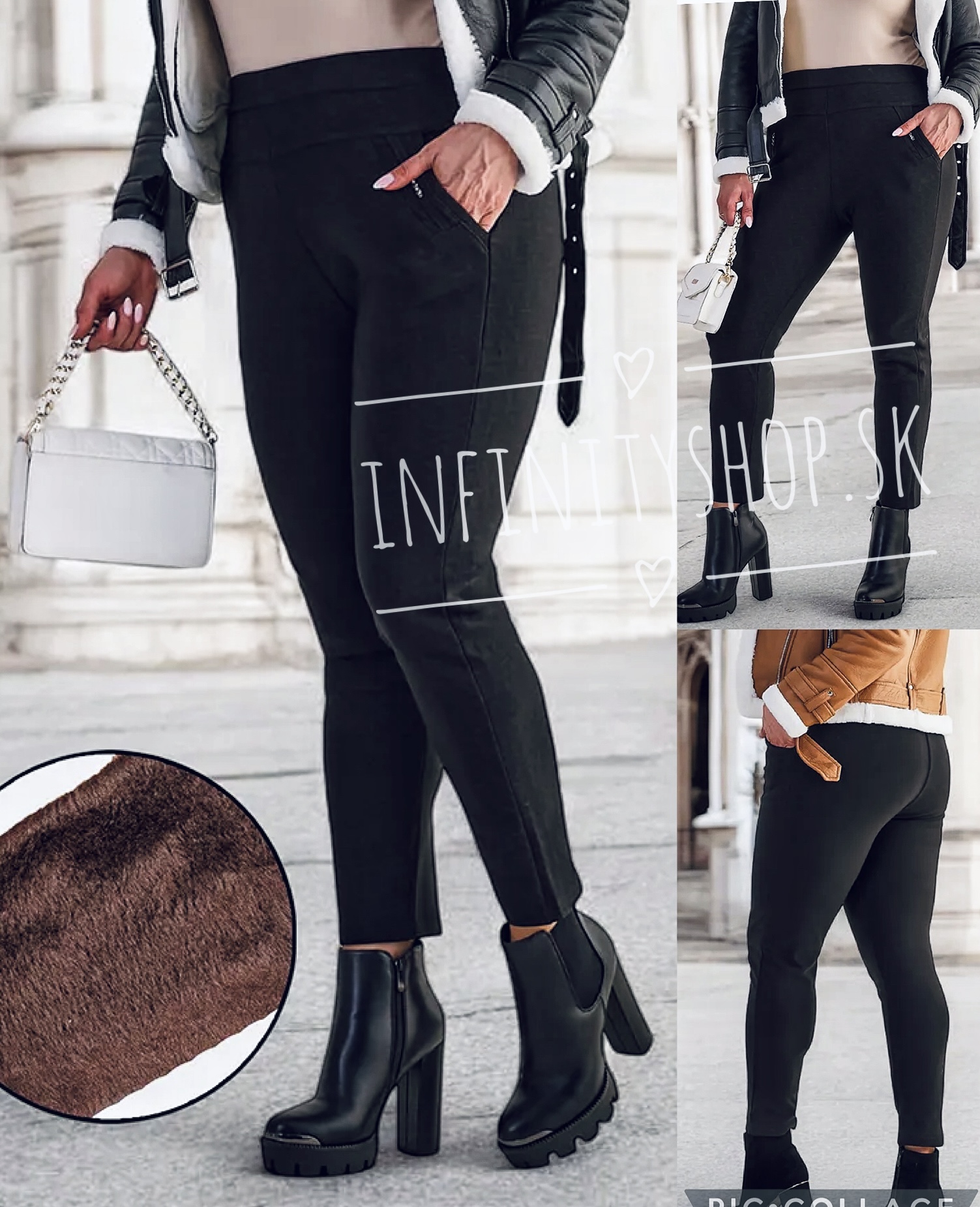 Čierne zateplené nohavice plus size 1206