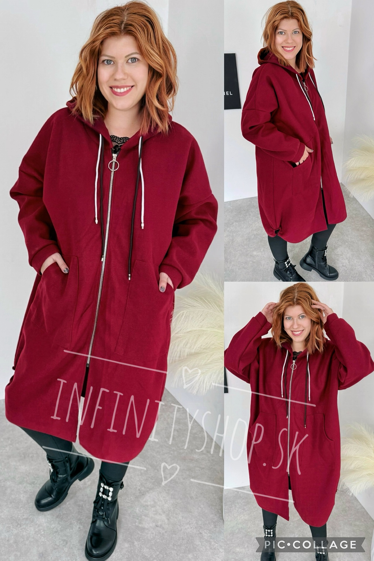 Flaušový kabát plus size 5942