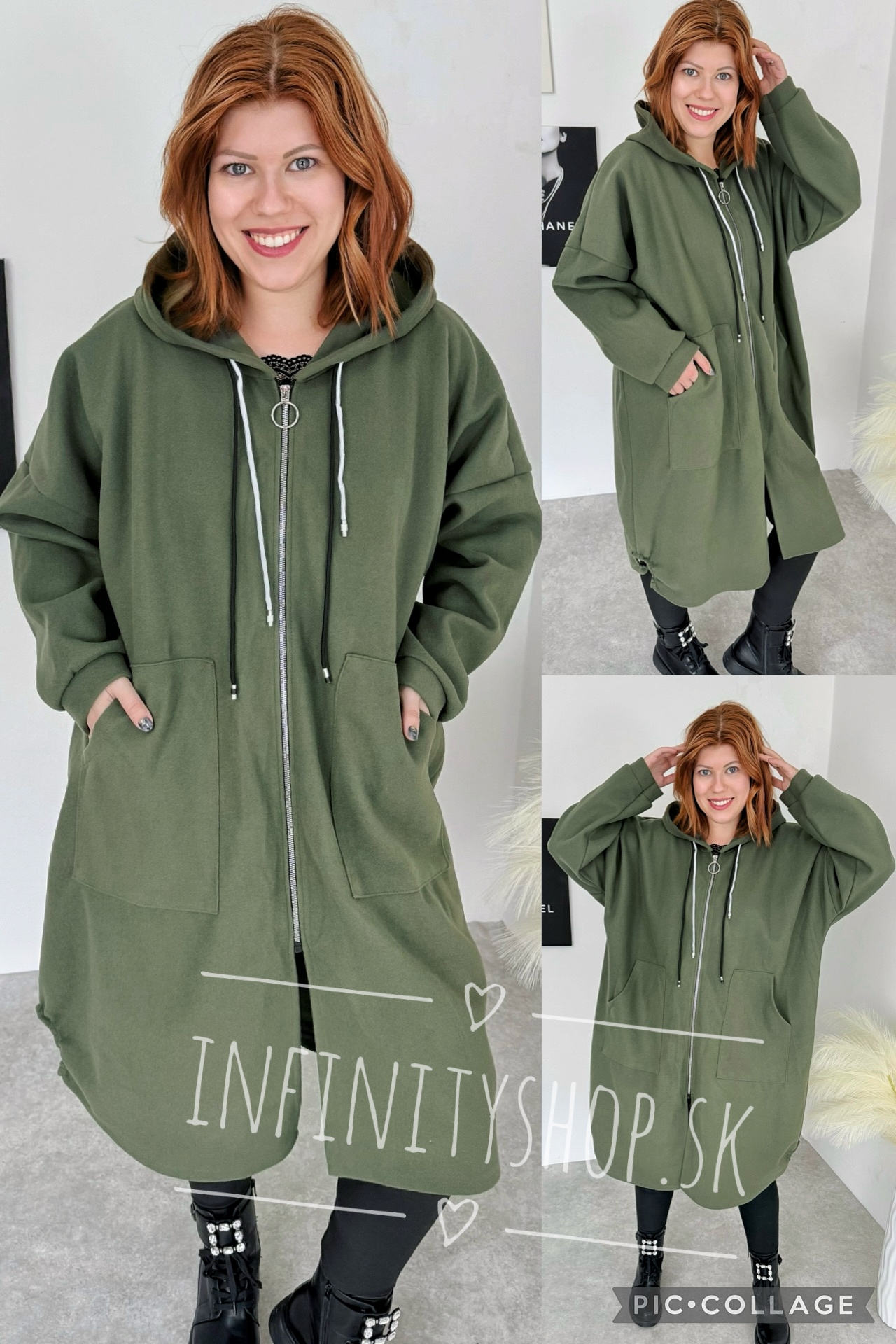 Flaušový kabát plus size 5942