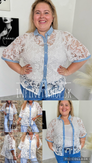 Krajkovaná košeľa s jeans elementom 1889