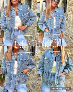 Jeans bunda s kamienkami 1878